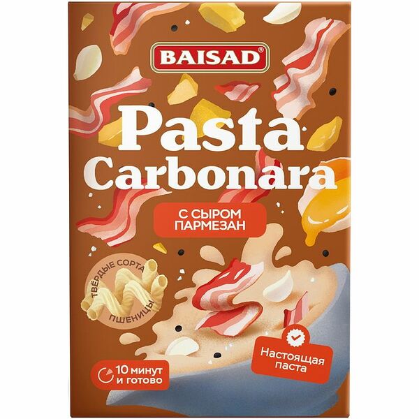 Макароны Baisad пружинка со сливочно-сырным соусом карбонара 270 г