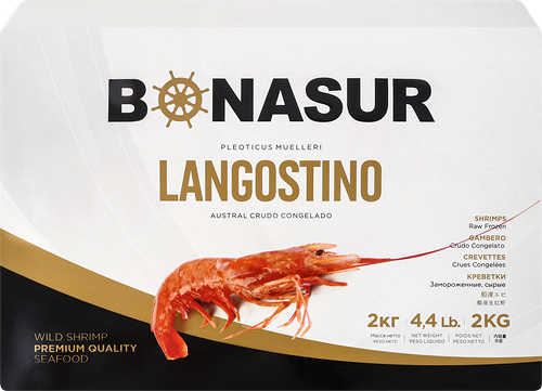 Креветки свежемороженые Bonasur Лангустин в панцире без головы 2 кг
