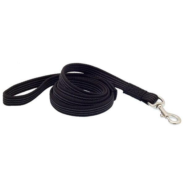 Поводок для собак нейлоновый со стальным карабином, 20 мм, 7 м, черный