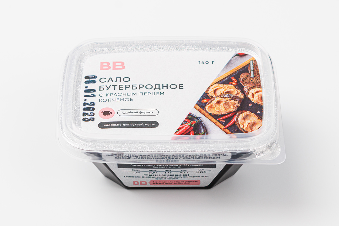 

Сало бутербродное с красным перцем копченое 140 г