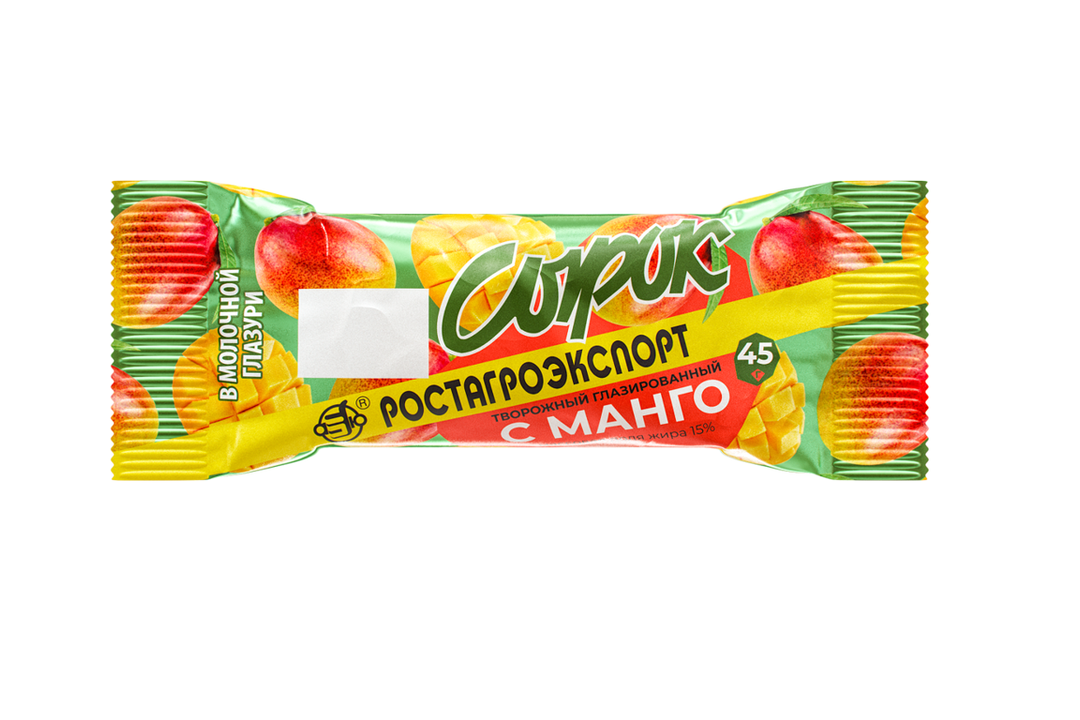

Сырок творожный Ростагроэкспорт с манго в молочной глазури 15% 45 г