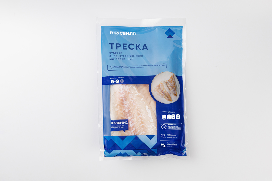 

Треска филе кусок без кожи судовая ВкусВилл заморозка вес