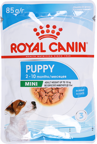 Корм для щенков Royal Canin Mini для мелких пород до 10 месяцев кусочки в соусе 85 г