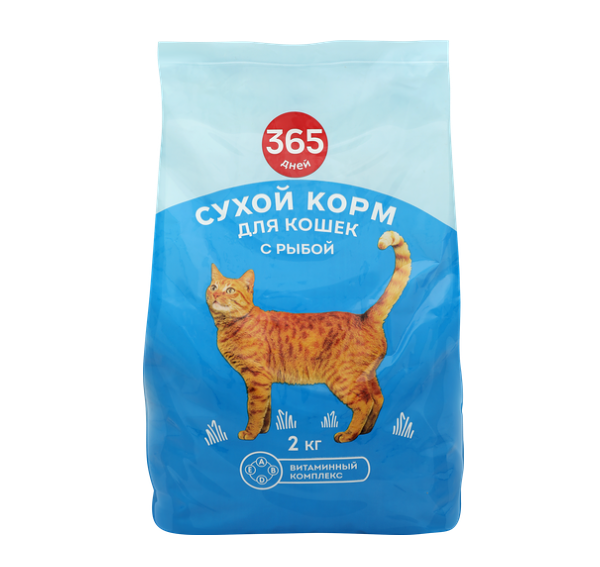 Корм сухой для кошек 365 Дней с рыбой 2 кг