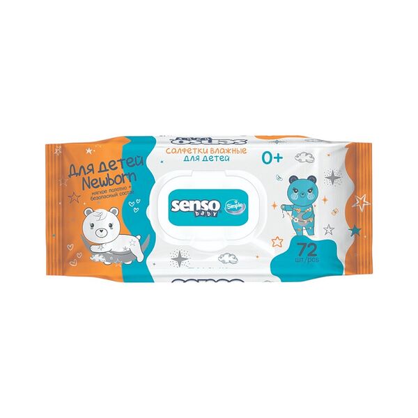 Салфетки влажные для детей Senso baby Simple 72шт