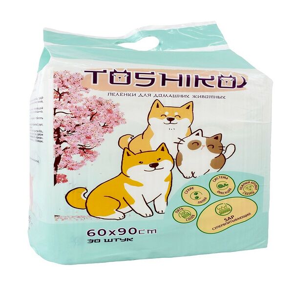 Пеленки Toshiko впитывающие одноразовые с ароматом сакуры 60*60см 30шт