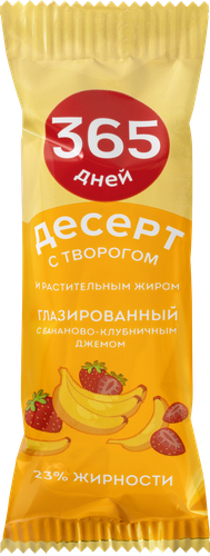

Десерт глазированный 365 дней Банан, клубника 23% 38 г