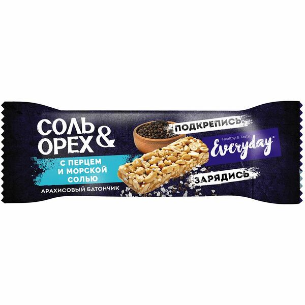Батончик Everyday с жареным арахисом перцем и морской солью, 40 г
