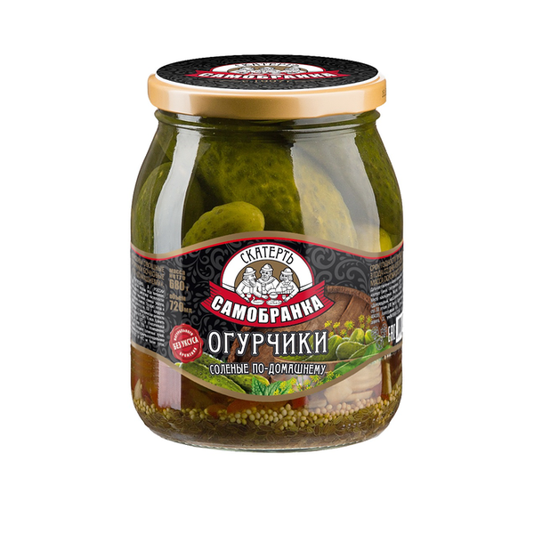 Огурчики солёные по-домашнему Скатерть-Самобранка бочковые 720 мл