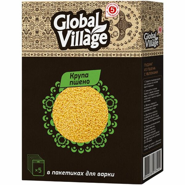 Крупа Global Village пшено шлифованное в пакетиках для варки 5х80 г