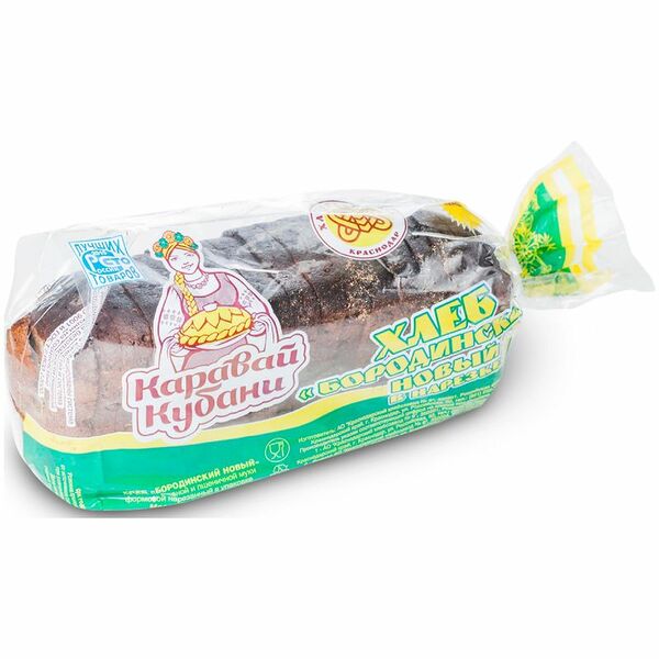 Хлеб Каравай Кубани Бородинский ржано-пшеничный формовой нарезка, 450г