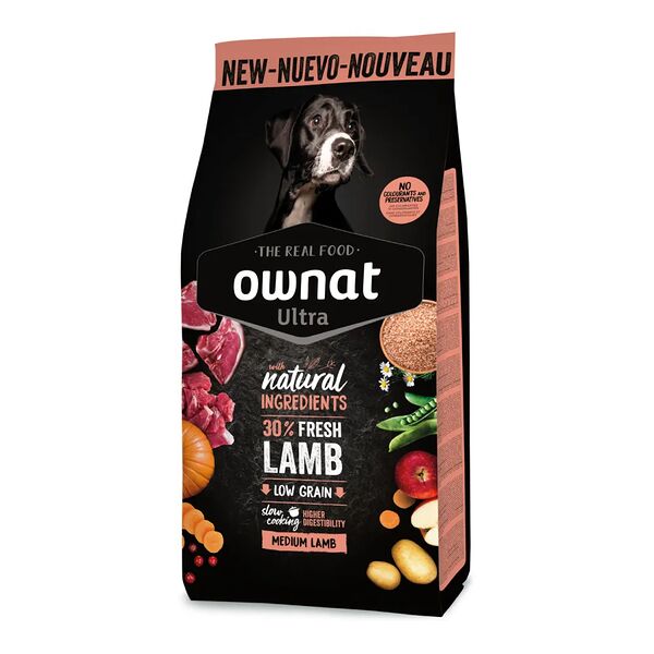 Ultra сухой корм Ownat для собак средних пород с ягненком и рисом 3 кг