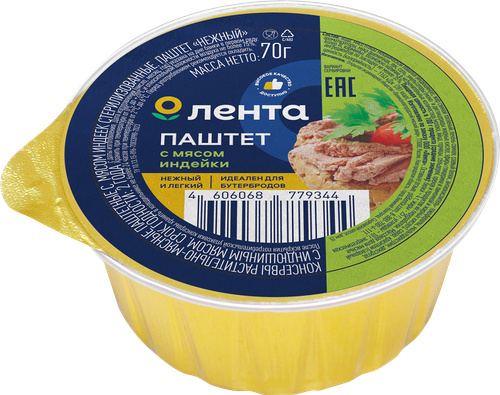 

Паштет Лента Нежный, с индюшиным мясом 70 г