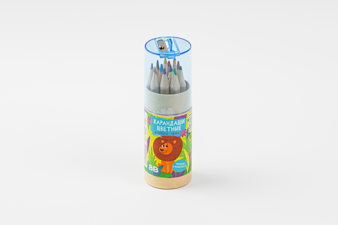 

Карандаши ВкусВилл цветные в тубусе 12 шт.