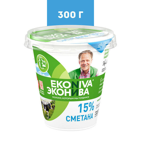 Сметана Эконива 15%, 300 г