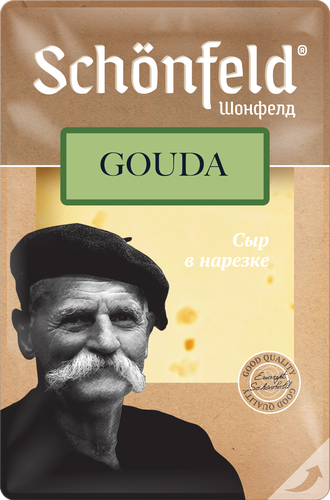 

Сыр полутвердый Schonfeld Гауда нарезка 45% 125 г