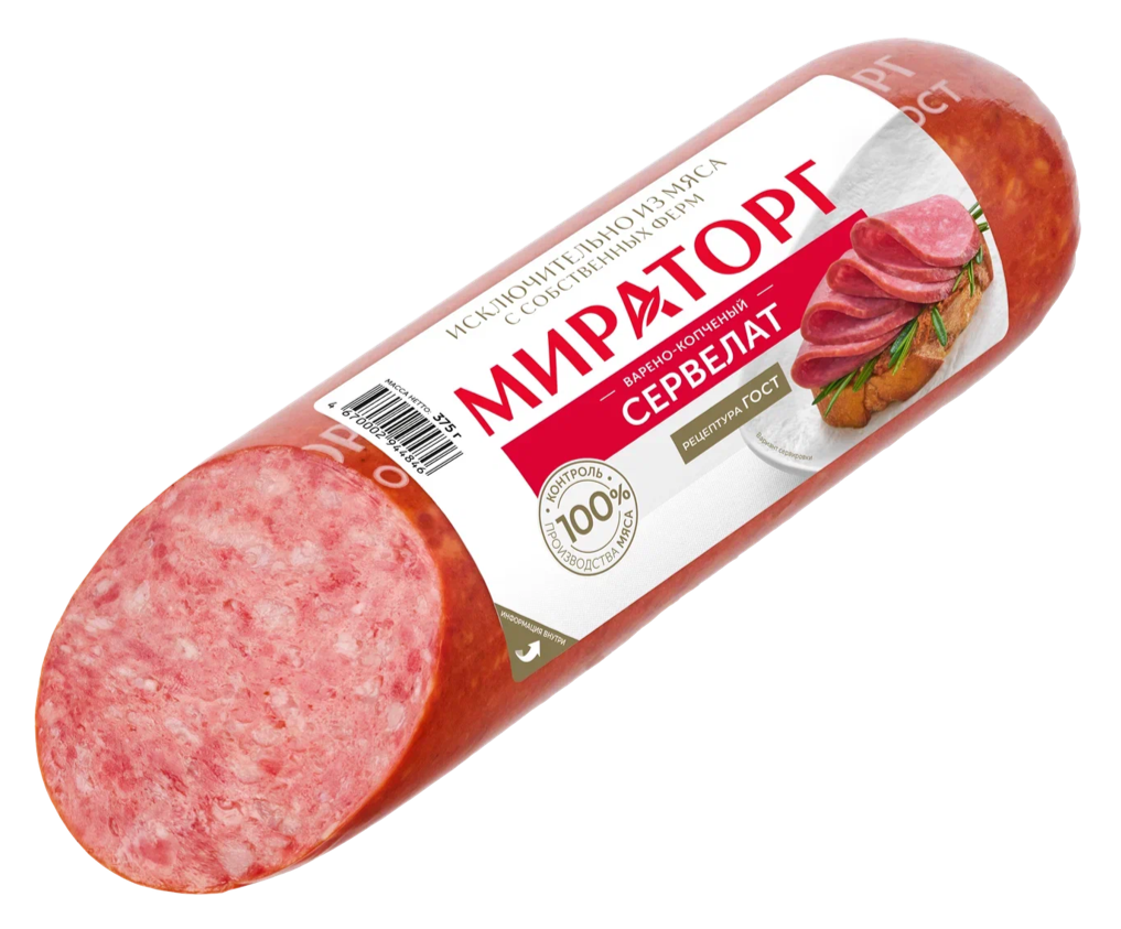 

Сервелат Мираторг варёно-копчёный ГОСТ 375 г