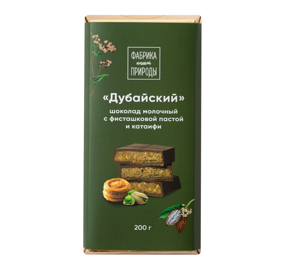 

Шоколад молочный Фабрика Природы с фисташковой пастой и катаифи 200 г