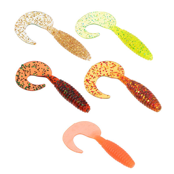 Azor fishing приманка мягкая твистер 2.5, силикон премиум, 65 мм, 5 шт. в уп., микс цветов в ассортименте