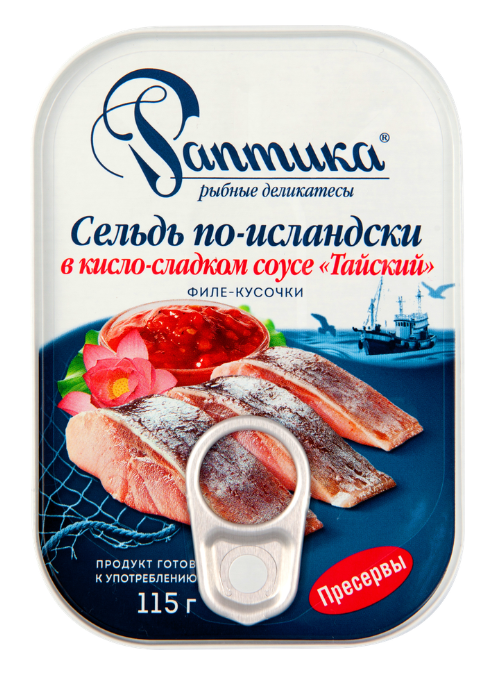 

Сельдь филе-кусочки Раптика По-исландски в кисло-сладком соусе Тайский 115 г