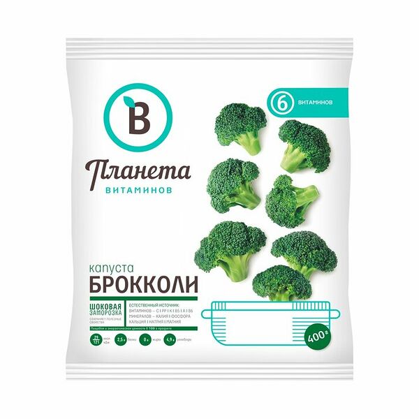 Брокколи Планета Витаминов быстрозамороженная 400г