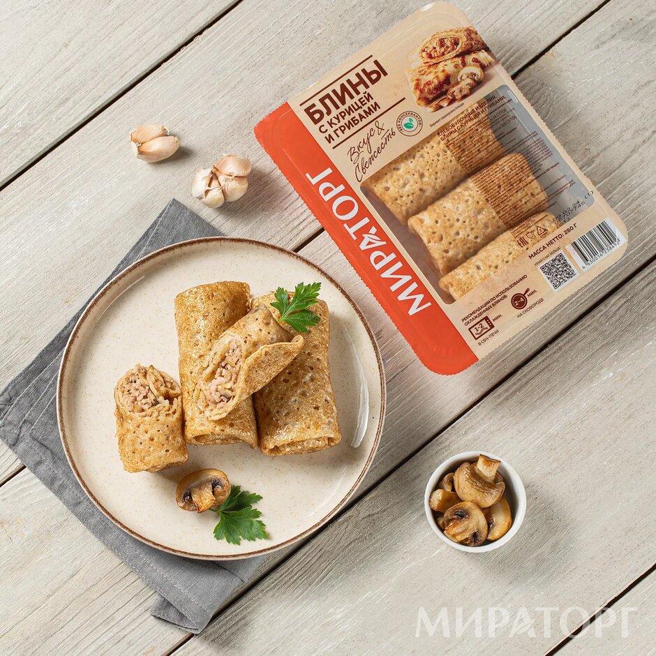 

Блины Мираторг с курицей и грибами 280 г