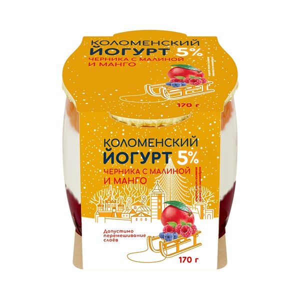 Йогурт Коломенский черника-малина-манго 5% 170 г