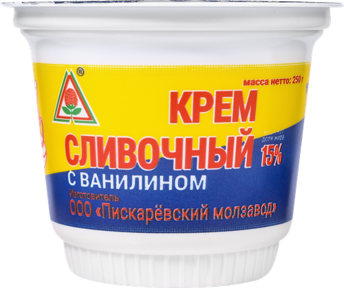 

Крем сливочный Пискаревский Молочный Завод сладкий 15% 250 г