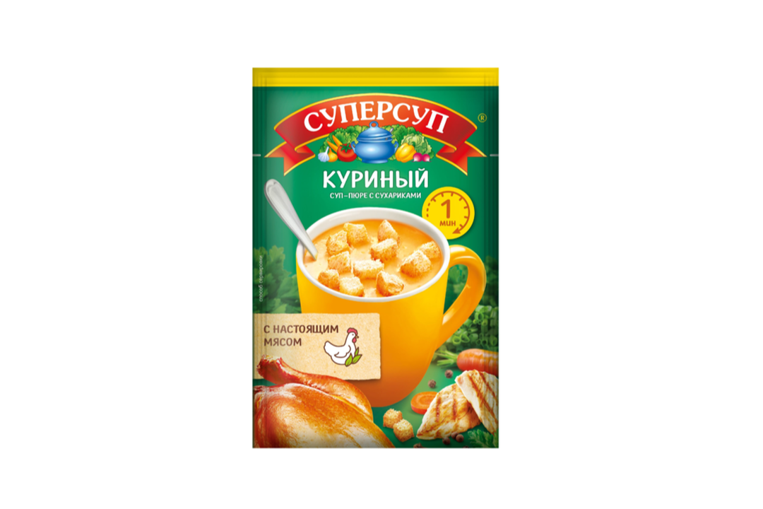

Суп пюре Суперсуп куриный с сухариками 17 г