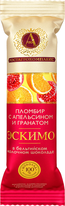 

Мороженое пломбир А.Ростагрокомплекс эскимо с апельсином и гранатом в молочном шоколаде 15% 65 г