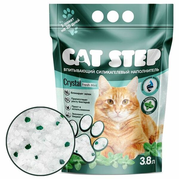 Силикагелевый наполнитель Cat Step Arctic Fresh Mint с ароматом мяты 1.8 кг