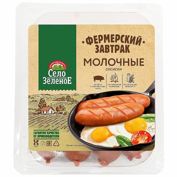 Сосиски Село Зеленое Молочные 400г