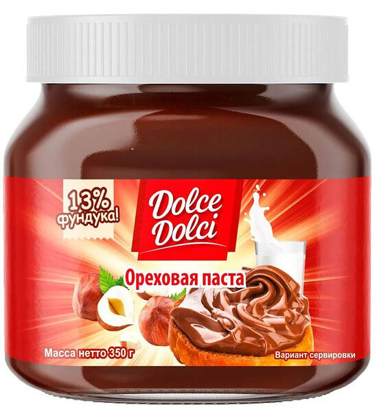 Шоколадная паста Dolce Dolci с кусочками фундука 15% 350 г