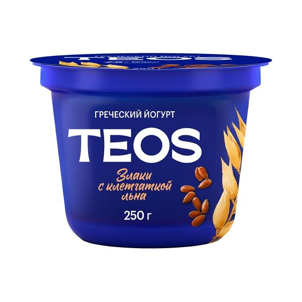Йогурт Teos греческий злаки с клетчаткой льна 2 % 250 г