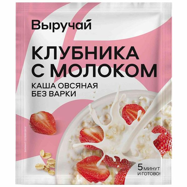 Каша Выручай овсяная с клубникой и молоком 40 г