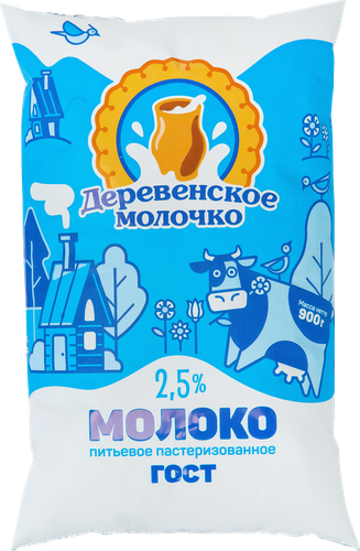 

Молоко Деревенское молочко пастеризованное 2.5% 900 г