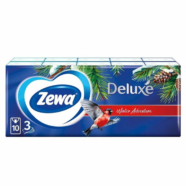 Платки бумажные Zewa Deluxe носовые Ufinter Adventure 10x10 шт