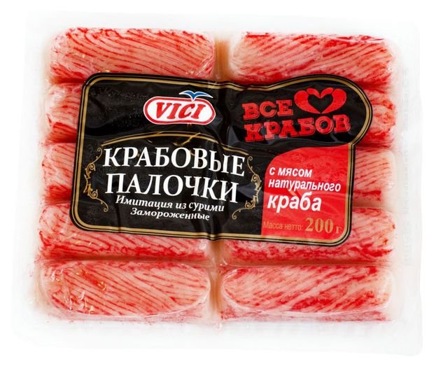 

Крабовые палочки Vici с мясом натурального краба замороженные 200 г