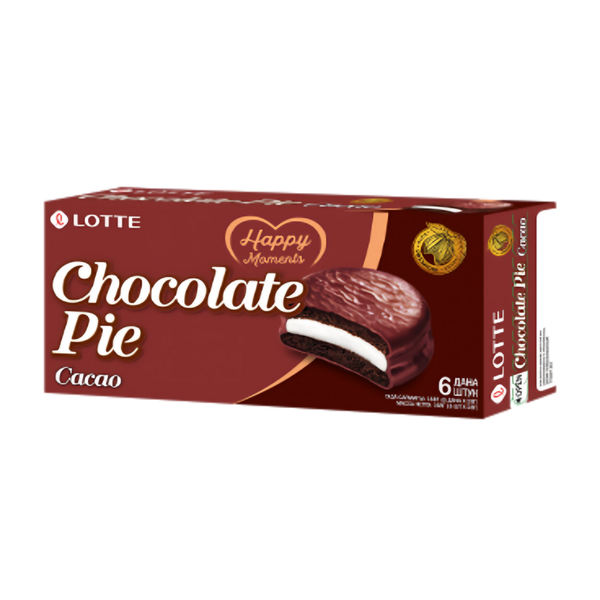 Печенье Lotte Chocolate Pie Cacao бисквит с мягкой начинкой 168 г