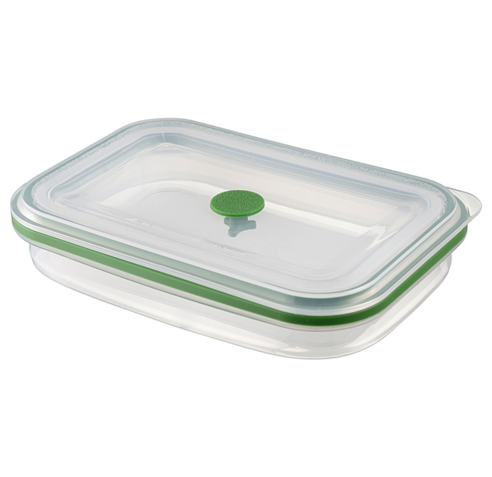 

Контейнер Smart Solutions для переноски и хранения силиконовый прямоугольный складной Silikobox, 1.2 л, зеленый, Китай