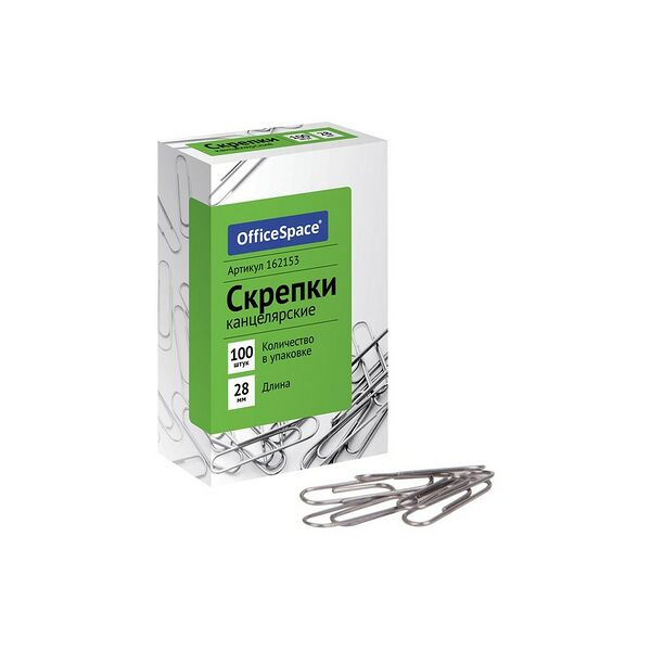 Скрепки 28 мм, 100шт., карт. упак.  162153