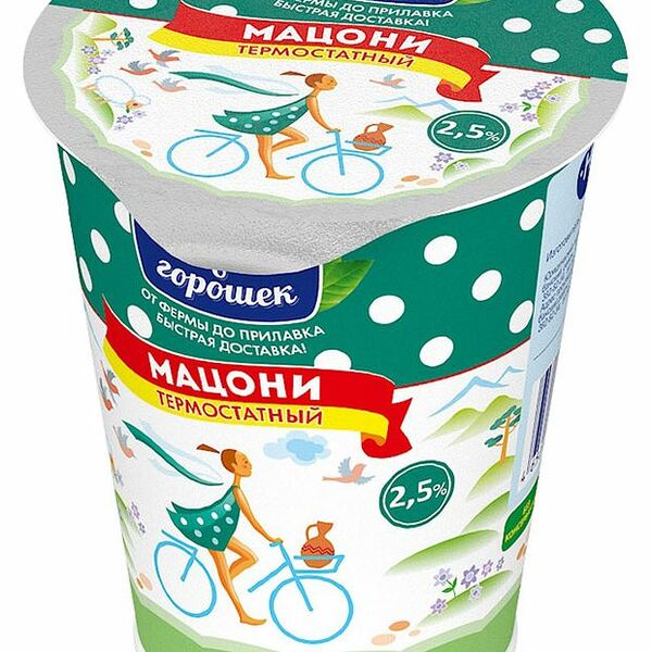 Мацони термостатный Платье в горошек 2,5% БЗМЖ, 300 г