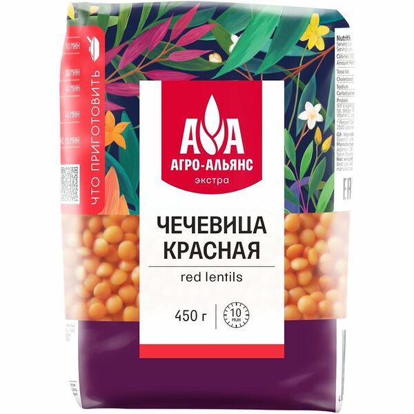 Чечевица Агро-Альянс красная Экстра 450 г