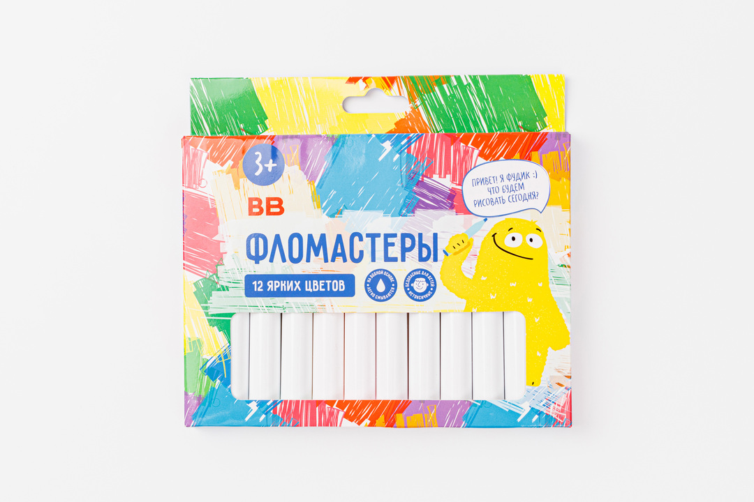 

Набор цветных фломастеров на водной основе, 12 цветов