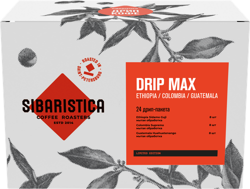 

Кофе в дрип-пакетах Sibaristica Drip Max Ассорти Ethiopia, Colombia, Guatemala 10 г x 24 шт.