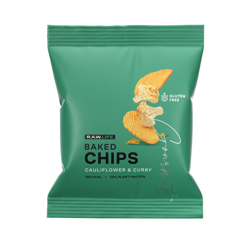 

Чипсы протеиновые R.A.W. Life Gourmet Baked Цветная капуста-карри без глютена 35 г