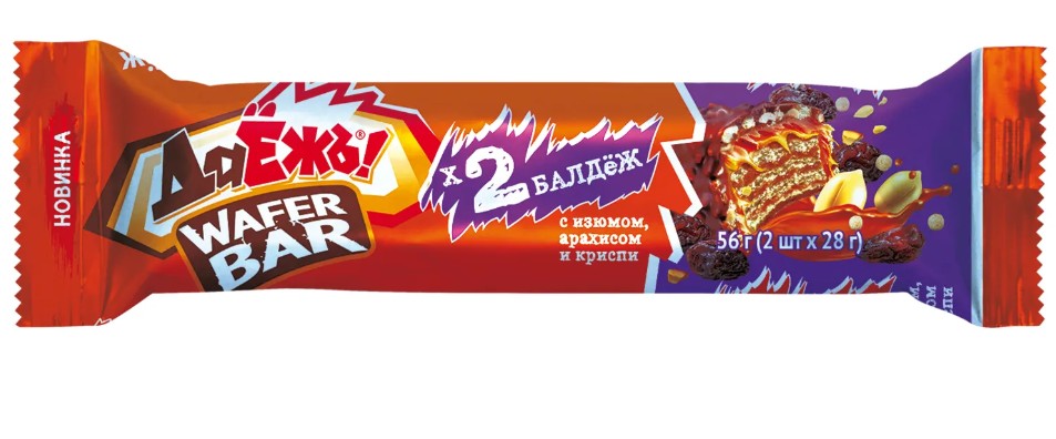 

Батончик шоколадный Essen ДаЁжъ! Wafer bar с карамелью, изюмом, арахисом и криспи 56 г