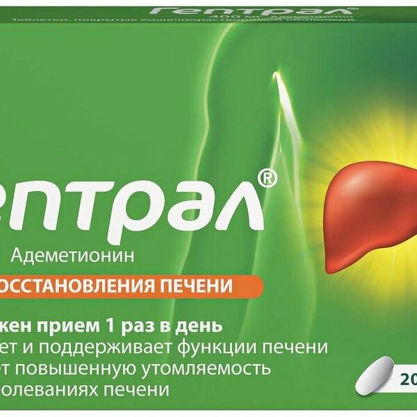 Гептрал таблетки 400 мг 20 шт 