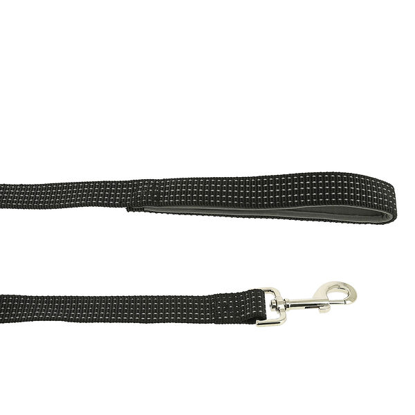 Поводок нейлоновый Каскад Премиум светоотражающий с неопреновой подкладкой 20 мм., Черный