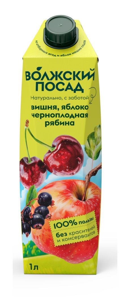 

Нектар Волжский Посад яблоко-вишня-черноплодная рябина 1 л